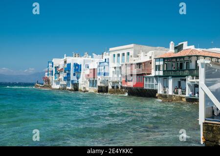 Mikri Venetia (Klein Venedig), Mykonos, Kykladen, Griechenland Stockfoto