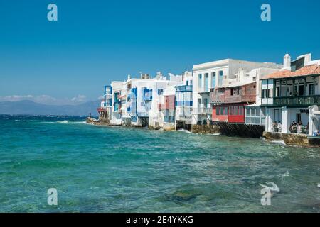 Mikri Venetia (Klein Venedig), Mykonos, Kykladen, Griechenland Stockfoto