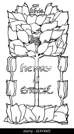 Florales Design für Henry J Stock vom schottischen Architekten Edmund Walter Wimperis, 1897 The Studio an Illustrated Magazine of Fine and Stockfoto