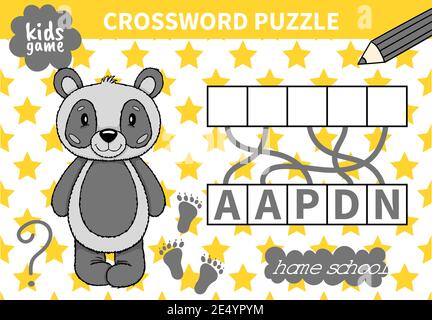 Kinder Bord Tier Spiel Kreuzworträtsel für Vorschulkinder und Grundschüler worksheets.Page lesen und für Kinder Bildungsbuch entsprechen. Stock Vektor
