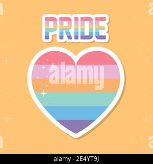 Pride-Schriftzug mit lgbtq-Pride-Farben auf einem Herzen Stock Vektor