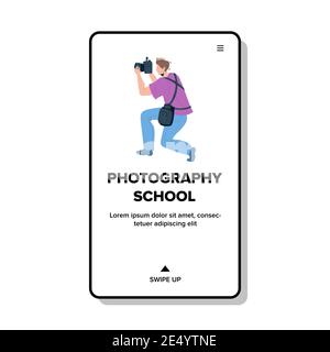 Fotografie Schule Schüler machen Foto Vektor flach Stock Vektor