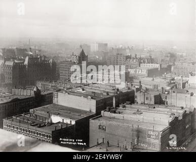 Vintage Foto aus dem 19. Jahrhundert: Blick vom Dach auf Chicago vom Auditorium Gebäude, JW Taylor Studio. Stockfoto