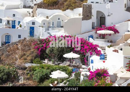 Blick von Santorini, Kykladen, Ägäis, Griechenland. Stockfoto