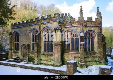 Holywell, Flintshire; UK: Jan 25, 2021: St. Winefride's Chapel wird über der Krypta und dem Sanktuarium von St. Winefrides Well gebaut Stockfoto