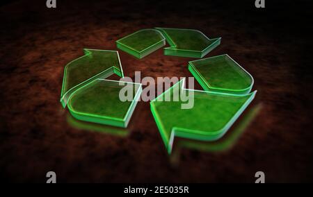 Recycling Symbol, Umwelt, Ökologie, reduzieren E-Abfall, grüne Technologie und Industrie Symbol. Abstraktes Symbol Konzept 3d Rendering Illustration. Stockfoto