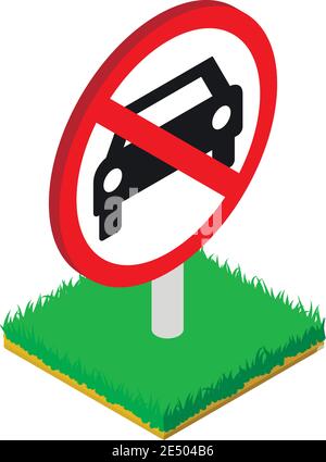 Symbol für verbotene Zeichen. Isometrische Darstellung des Symbols für unzulässige Zeichenvektoren für das Web Stock Vektor