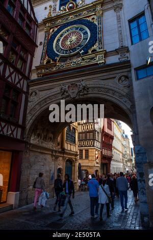 Gros-Horloge - große Uhr, eine vierzehnte Jahrhundert Uhr in Stockfoto