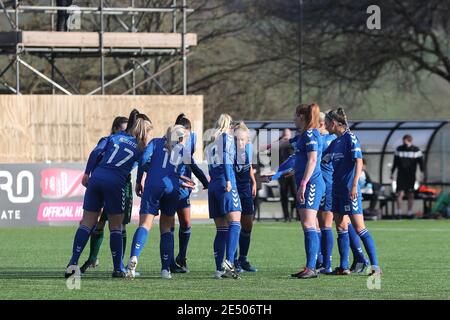 DURHAM, ENGLAND. 24. JANUAR Durham Women während des FA Women's Championship Matches zwischen Durham Women und London Bees im Maiden Castle, Durham City am Sonntag, 24. Januar 2021. (Kredit: Mark Fletcher, Mi News) Kredit: MI Nachrichten & Sport /Alamy Live Nachrichten Stockfoto