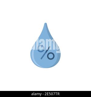 Luftfeuchtigkeit in Prozent. Wassertropfen. Symbol für flache Farbe. Isolierte Wettervektordarstellung Stock Vektor