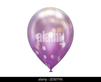 Ein violetter Ballon mit glitzernden Nahaufnahme isoliert auf weißem 3D-Rendering Stockfoto
