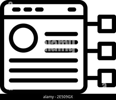 Symbol für die Webseite mit Kundendaten. Skizzieren Sie das Vektorsymbol der Webseite für Kundendaten für das Webdesign auf weißem Hintergrund Stock Vektor