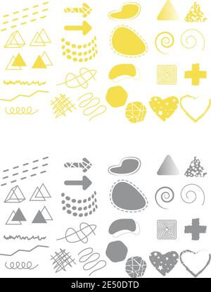 Set von abstrakten modernen grafischen Elementen in Ultimate Grau und Leuchtet Stock Vektor