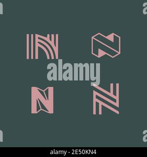 Abstrakter Buchstabe N Logo und Monogramm Element Design Vektor-Set Stock Vektor