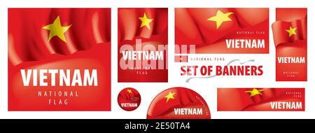 Vector Set von Bannern mit der Nationalflagge der Vietnam Stock Vektor