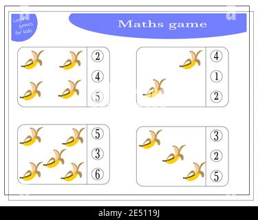 Ein Mathe-Spiel für Kinder. Zählen, wie viele von ihnen gibt es Stock Vektor