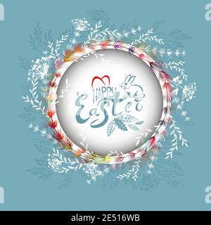 Frohe Ostern Text. Osterkarte. Vektorgrafik Stock Vektor