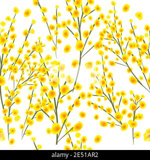 Bouquet von Mimosen. Ab 8. März. Nahtloser Hintergrund. Vektorgrafik Stock Vektor
