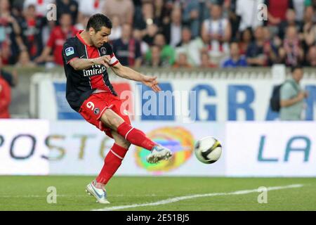 PSG-Kapitän Pedro Miguel Pauleta in Aktion während der Französisch First League Soccer Spiel, Paris Saint-Germain gegen als Saint-Etienne im Parc des Princes Stadion in Paris, Frankreich am 10. Mai 2008. Das Spiel endete in einem Unentschieden von 1-1. Foto von Mehdi Taamallah/Cameleon/ABACAPRESS.COM Stockfoto