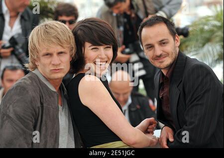 (L-R) der Schauspieler Fabrizio Rongione, die Schauspielerin Arta Dobroshi und der Schauspieler Jeremie Renier besuchen die Fotozelle "Le Silence De Lorna" im Palais des Festivals während der 61. Internationalen Filmfestspiele von Cannes am 19. Mai 2008 in Cannes, Frankreich. Foto von Hahn-Nebinger-Orban/ABACAPRESS.COM Stockfoto