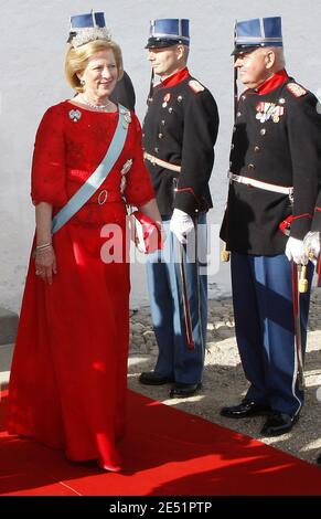 Ehemalige Königin von Griechenland Anne-Marie besuchen die Hochzeit zwischen Prinz Joachim von Dänemark und Marie Cavallier in der Mogeltoner Kirche, Südjütland, Dänemark am 24. Mai 2008. Dies ist eine Wiederhochzeit für Prinz Joachim (jüngerer Sohn von Königin Margrethe II. Und Prinz Henri de Montpezat), 39, der Alexandra Manley am 18. November 1995 heiratete und sich am 8. April 2005 scheiden ließ. Prinzessin Marie Cavallier, 32, ist französische Staatsbürgerin und gehört der römisch-katholischen Kirche an. Foto von Patrick Bernard/ABACAPRESS.COM Stockfoto