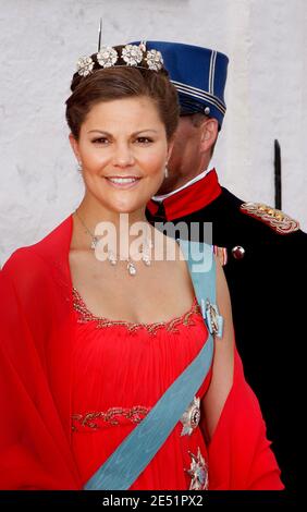 Kronprinzessin Victoria von Schweden nimmt am 24. Mai 2008 an der Hochzeit von Prinz Joachim von Dänemark und Marie Cavallier in der Mogeltonder Kirche, Südjütland, Dänemark Teil. Dies ist eine Wiederhochzeit für Prinz Joachim (jüngerer Sohn von Königin Margrethe II. Und Prinz Henri de Montpezat), 39, der Alexandra Manley am 18. November 1995 heiratete und sich am 8. April 2005 scheiden ließ. Prinzessin Marie Cavallier, 32, ist französische Staatsbürgerin und gehört der römisch-katholischen Kirche an. Foto von Patrick Bernard/ABACAPRESS.COM Stockfoto