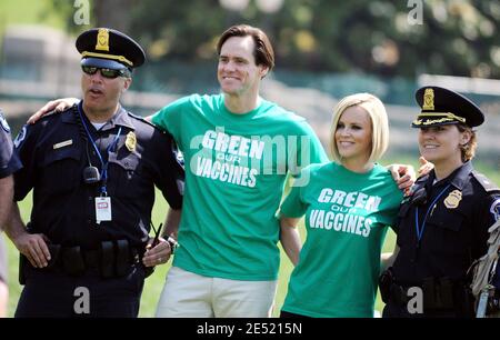 Jenny McCarthy und Jim Carrey führen die Green Unsere Impfstoffe märz auf Capitol Hill 4. Juni 2008 in Washington DC. Foto von Olivier Douliery /ABACAPRESS.COM Stockfoto