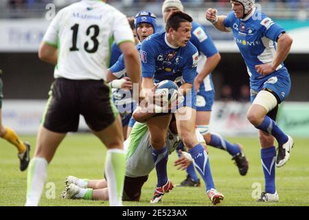 Montpelliers Francois Trinh-Duc beim französischen Top 14 Rugby Spiel, Montpellier gegen Montauban im Yves du manoir Stadion in Montpellier, frankreich am 6. Juni 2008. Montpellier gewann 12-8.Foto von Alex/Cameleon/ABACAPRESS.COM Stockfoto