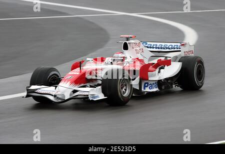 Timo Glock fährt für Toyota Racing während des Trainings für den kanadischen Formel 1 Grand Prix am 6. Juni 2008 auf dem Circuit Gilles Villeneuve in Montreal, Quebec. Foto von Charles Guerin/Cameleon/ABACAPRESS.COM Stockfoto