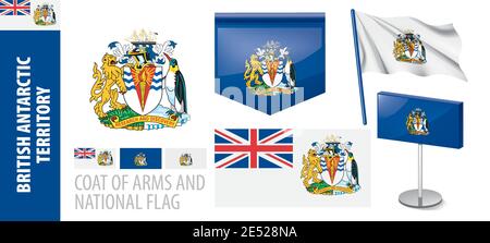 Vektor-Set des Wappens und der Nationalflagge Des Britischen Antarktischen Territoriums Stock Vektor