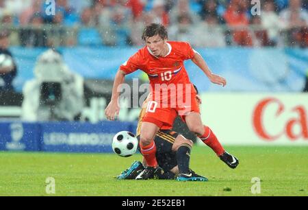 Russlands Andrei Arshavin während der UEFA-Europameisterschaft 2008, Halbfinale, Russland gegen Spanien im Hersnt-Happel-Stadion in Wien, Österreich am 26. Juni 2008. Spanien gewann 3:0. Foto von Steeve McMay/Cameleon/ABACAPRESS.COM Stockfoto