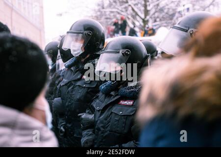 Nischni Nowgorod, Russland 23. Januar 2021. Proteste für Nawalny. Stockfoto