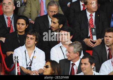 Der spanische Formel-1-Pilot Fernando Alonso nimmt am 29. Juni 2008 an der Euro 2008 UEFA Europameisterschaft 2008, dem Fußballfinale, Spanien gegen Deutschland im Ernst Happel Stadion in Wien, Österreich, Teil. Spanien gewann die Euro 2008 mit dem Ergebnis von 1:0. Foto von Steeve McMay/Cameleon/ABACAPRESS.COM Stockfoto
