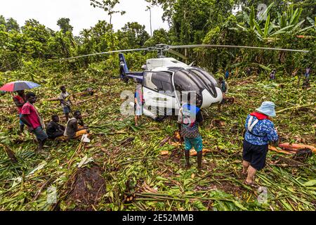 Hubschrauber im Dschungel von Bougainville Stockfoto