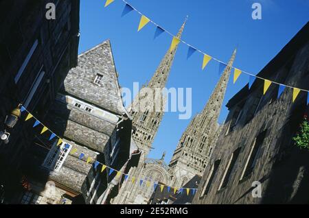 Kathedrale Saint Corentin oder Kathedrale Saint-Corentin in Quimper Stockfoto