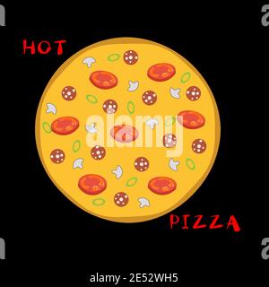 Original Logo Pizza mit Pilzen, Wurst und Tomaten 2 Stock Vektor