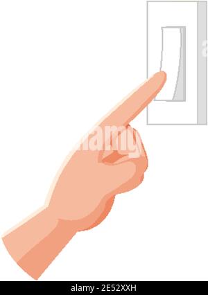 Elektrischer Schalter mit Finger Cartoon Symbol isolierte Illustration Stock Vektor