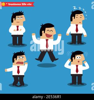 Manager-Emotionen in Posen, stehend set Vektor-illustration Stock Vektor