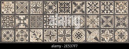 Nahtlose Fliesen Hintergrund in portugiesischem Stil. Blau-weißes Mosaikmuster. Fliesen für Keramik in niederländisch, portugiesisch, spanisch, italienisch Stil. Stockfoto