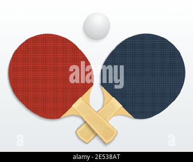 Zwei Tischtennis-Schläger und einen Ball Vektor-Illustration isoliert Stock Vektor