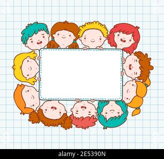 Doodle-Kinder-leeren Frame-Vorlage-Vektor-illustration Stock Vektor