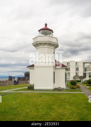 Mukilteo Lighthouse Park umfasst den Leuchtturm am westlichen Ende der Stadt Mukilteo, Washington Stockfoto