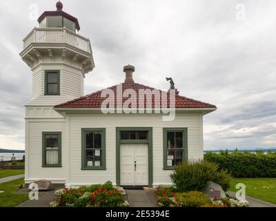 Mukilteo Lighthouse Park umfasst den Leuchtturm am westlichen Ende der Stadt Mukilteo, Washington Stockfoto