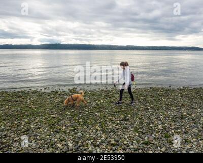 Mukilteo Lighthouse Park umfasst den Leuchtturm am westlichen Ende der Stadt Mukilteo, Washington Stockfoto