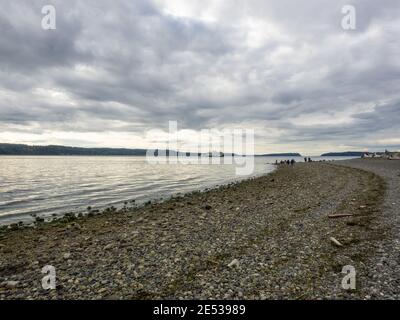 Mukilteo Lighthouse Park umfasst den Leuchtturm am westlichen Ende der Stadt Mukilteo, Washington Stockfoto