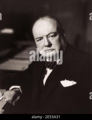 Vintage-Foto von Winston Churchill. Sir Winston Leonard Spencer-Churchill (30. November 1874 – 24. Januar 1965) war ein britischer Politiker, Offizier der Armee, Stockfoto