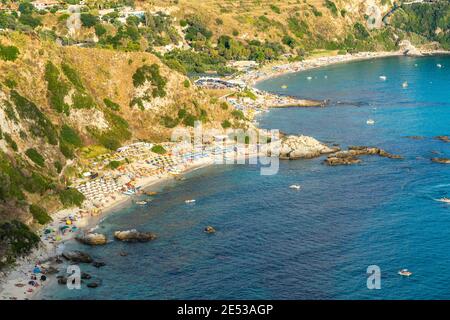 Luftaufnahme des Strandes von Grotticelle am Capo Vaticano, Kalabrien, Italien Stockfoto