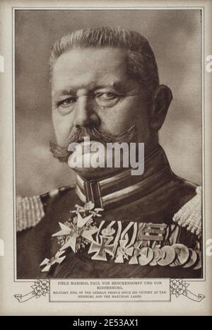 Paul von Hindenburg (* um das Jahr von 1848) war ein deutscher General und Staatsmann, der im ersten Weltkrieg das Kaiserliche Bundesheer befehligte und später Präsident wurde Stockfoto