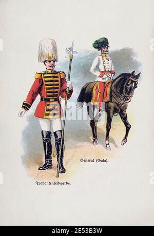 Österreichisch-ungarische Armee (kaiserliche und königliche Streitkräfte). Garde Trabant. Allgemein (Gala-Uniform). Österreich-Ungarische Monarchie (Doppelmonarchie). 1910er Stockfoto