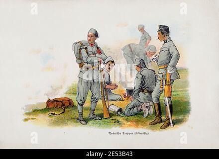 Österreichisch-ungarische Armee (kaiserliche und königliche Streitkräfte). Bosnische Infanterieeinheit. Österreich-Ungarische Monarchie (Doppelmonarchie). 1910er Stockfoto